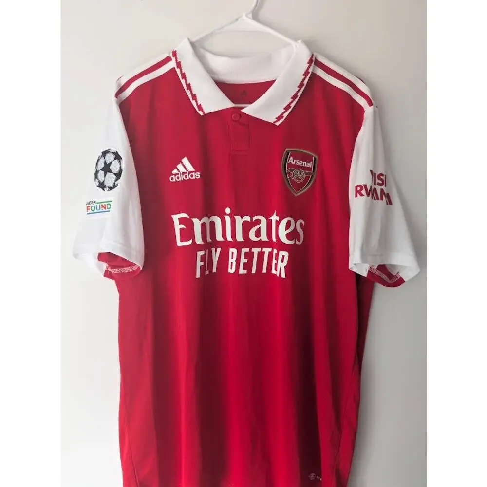 Arsenal 2022-23 Home Bukayo Saka Jersey Men's XL Authentic Adidas UCL Patched